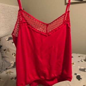 Red cropped tank top